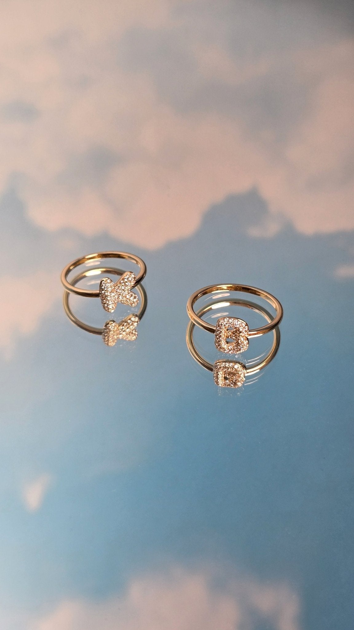 Baby Bubble Diamond Initial Ring - SIA Jewelry