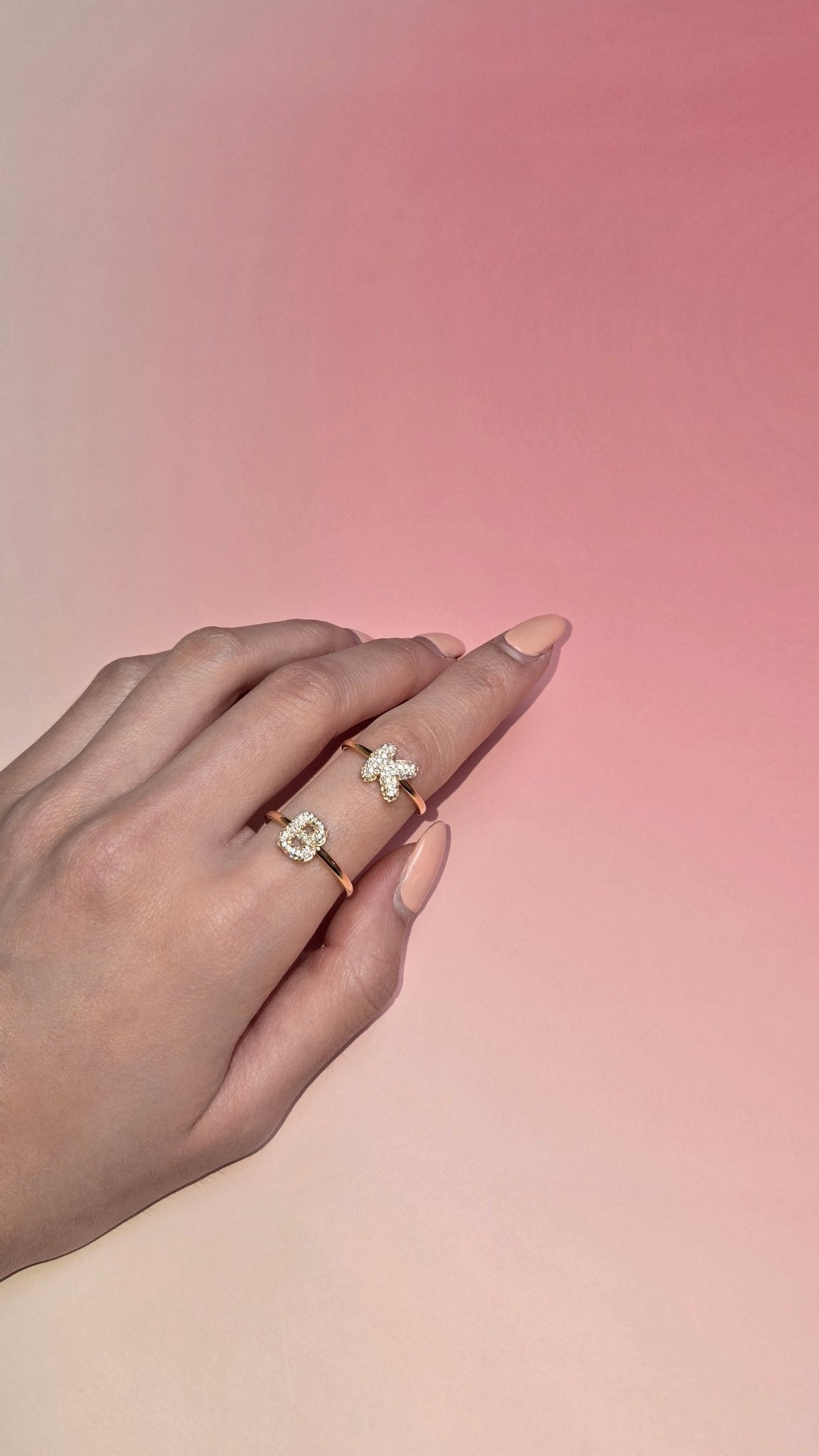 Baby Bubble Diamond Initial Ring - SIA Jewelry