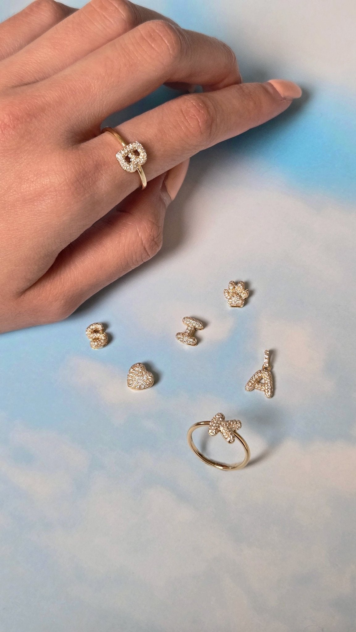 Baby Bubble Diamond Initial Ring - SIA Jewelry