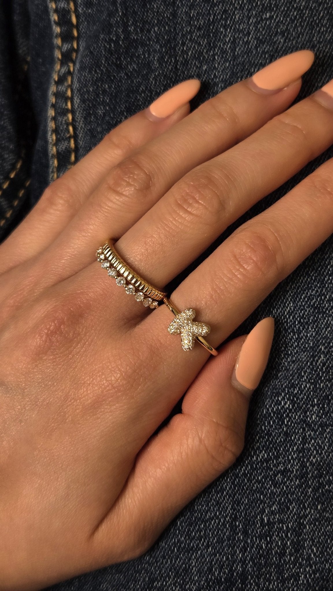 Baby Bubble Diamond Initial Ring - SIA Jewelry