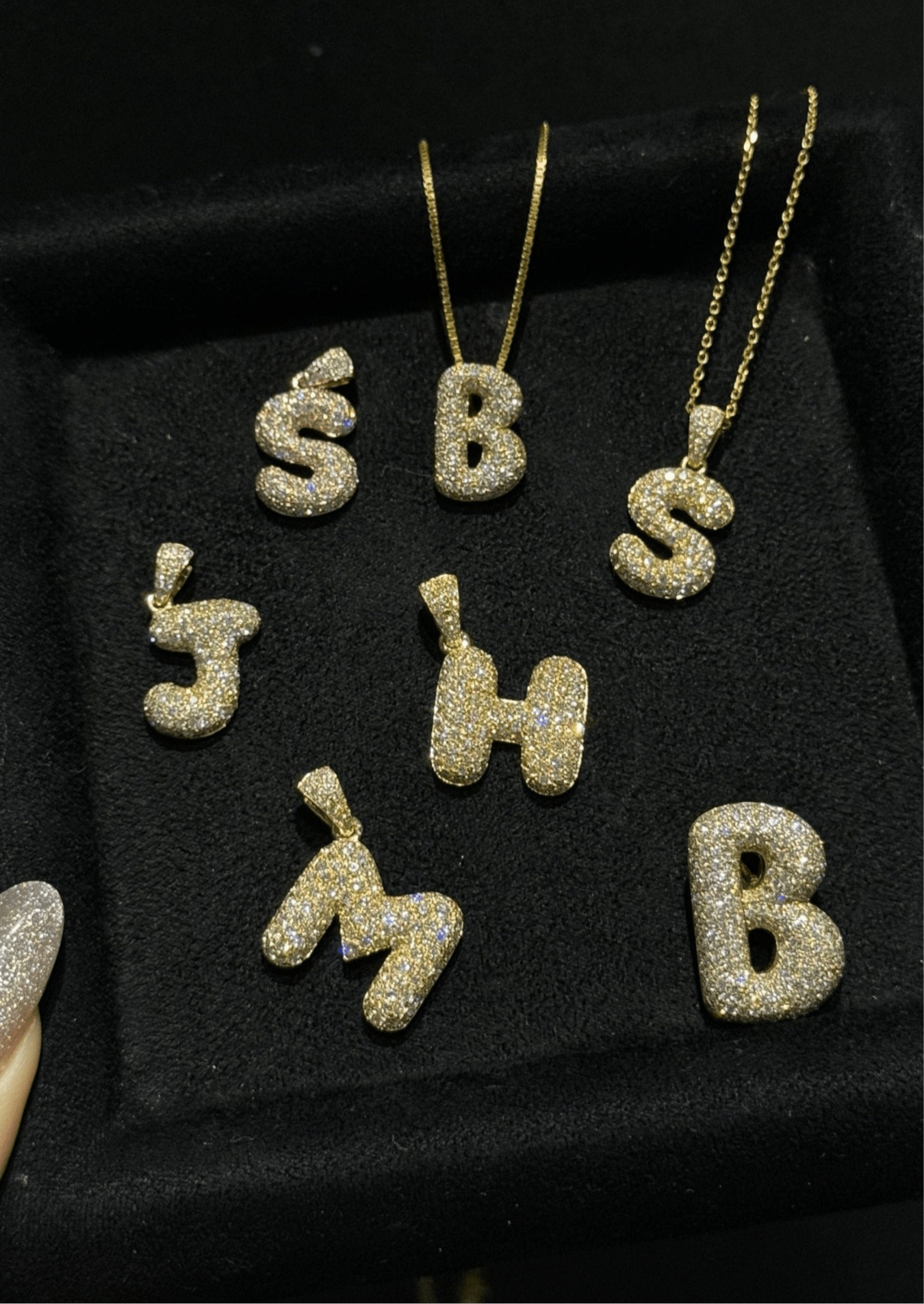 Bubble Diamond Initial Pendant - SIA Jewelry