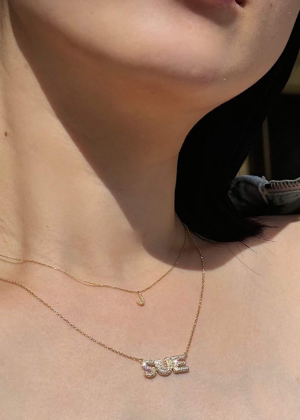 Bubble Diamond Nameplate Chain Necklace - SIA Jewelry