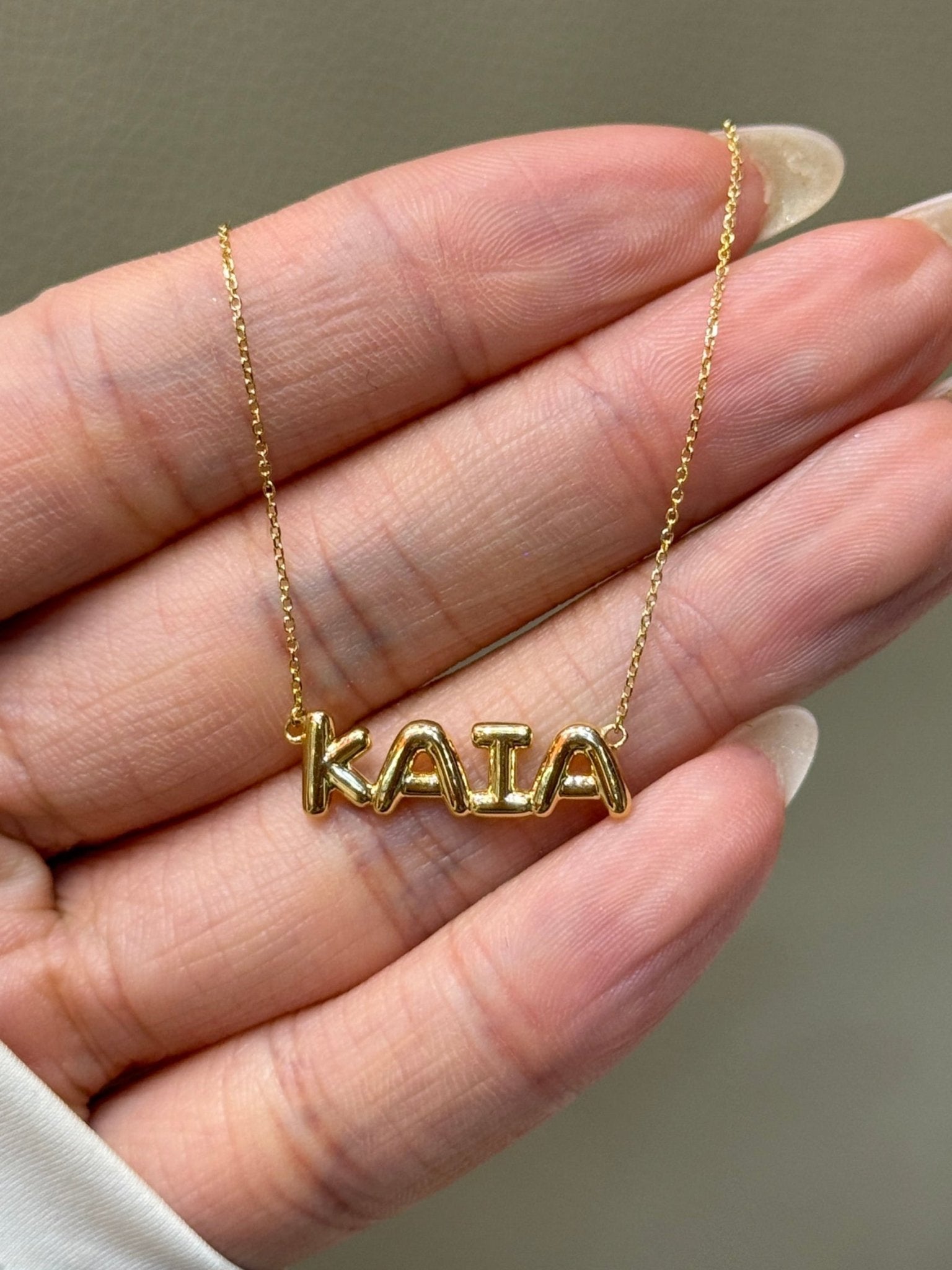 Petite Bubble Gold Nameplate Chain Necklace - SIA Jewelry
