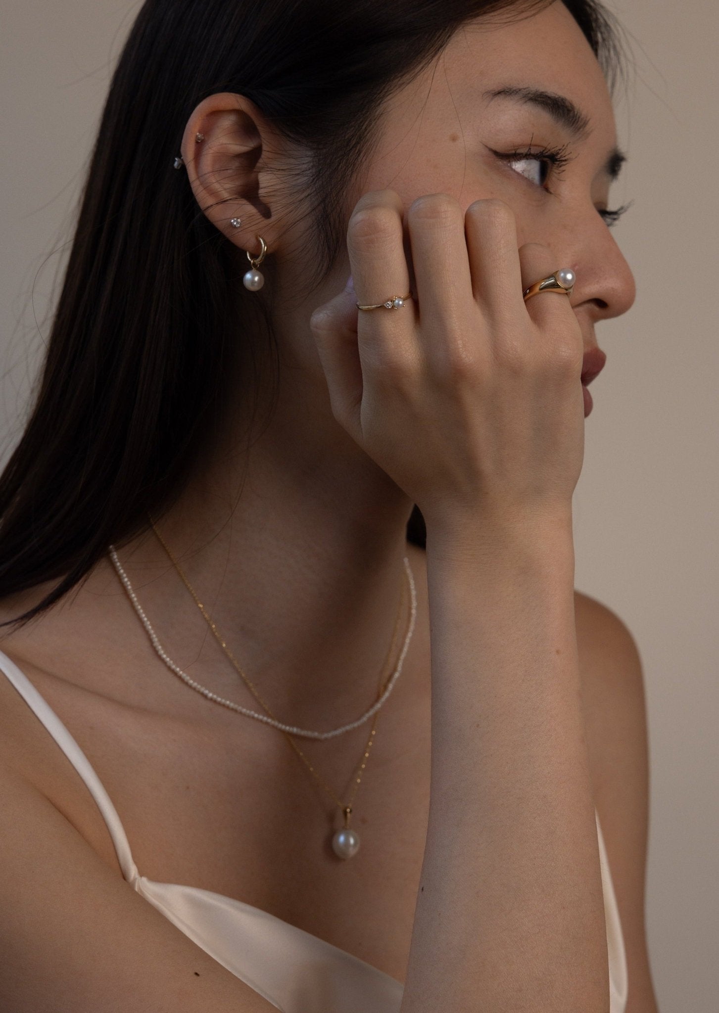 Round Pearl Huggies - SIA Jewelry