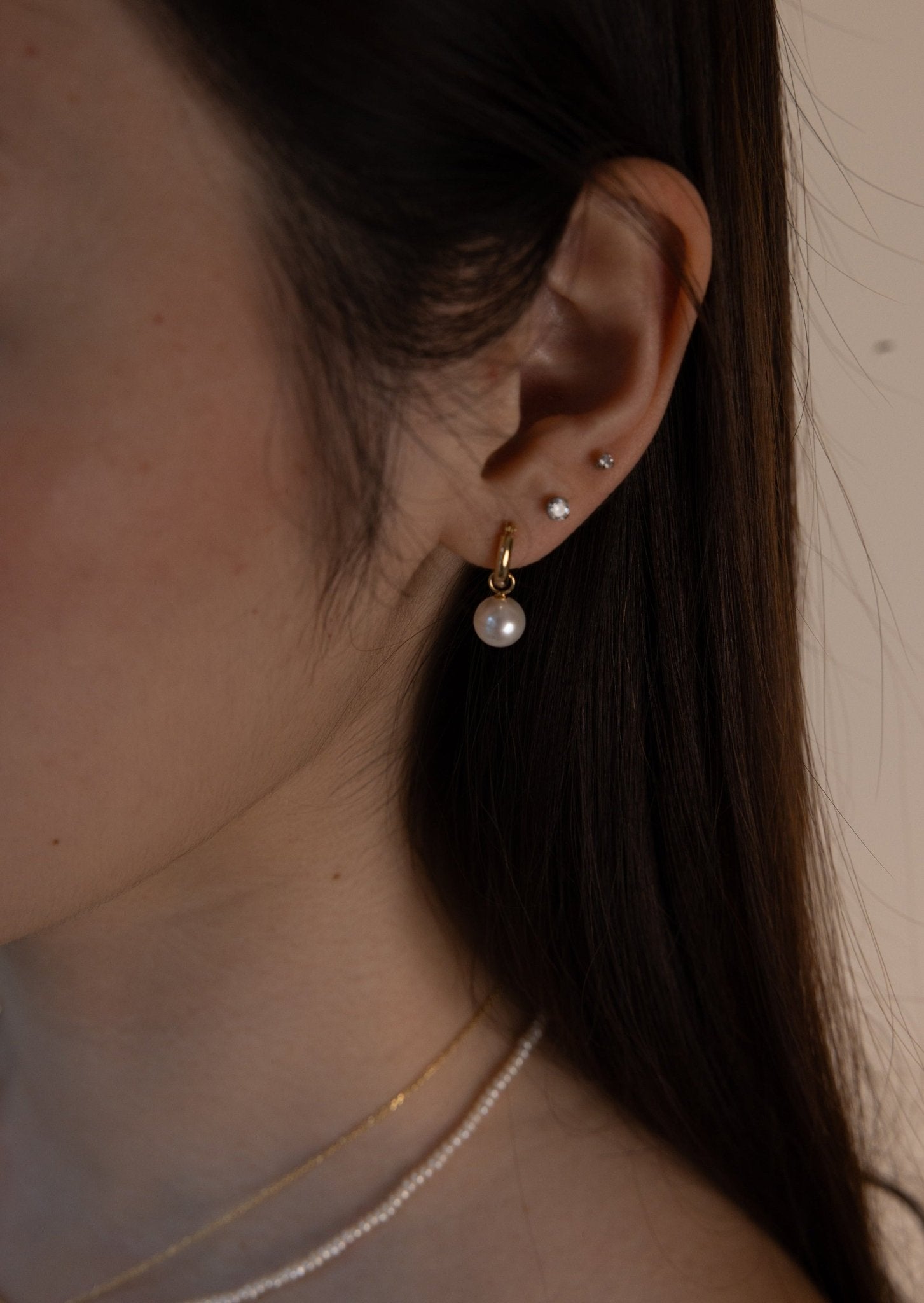 Round Pearl Huggies - SIA Jewelry