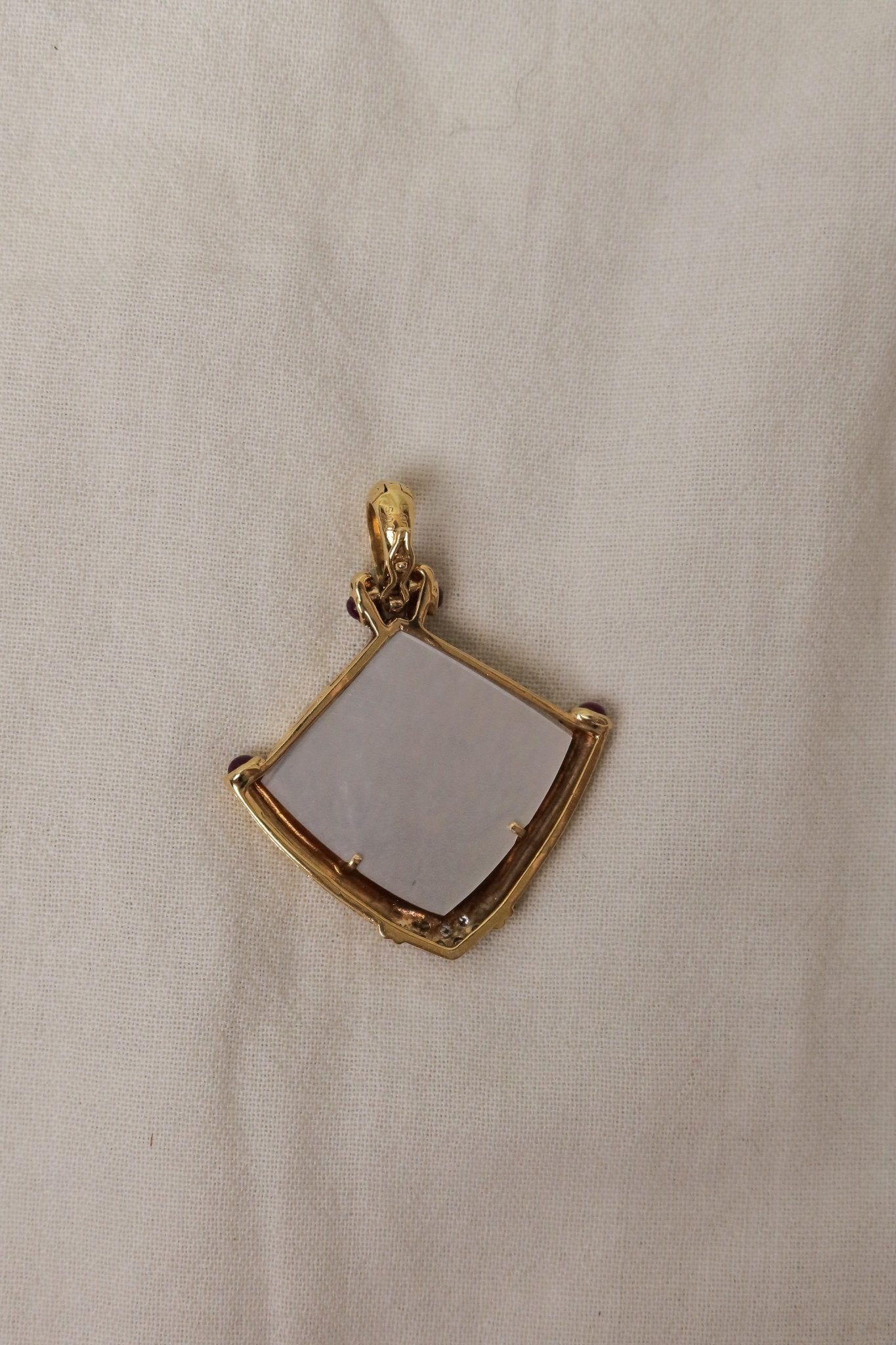 Vintage Fanny Mixed Colorstones Diamond Pearl Pendant - SIA Jewelry