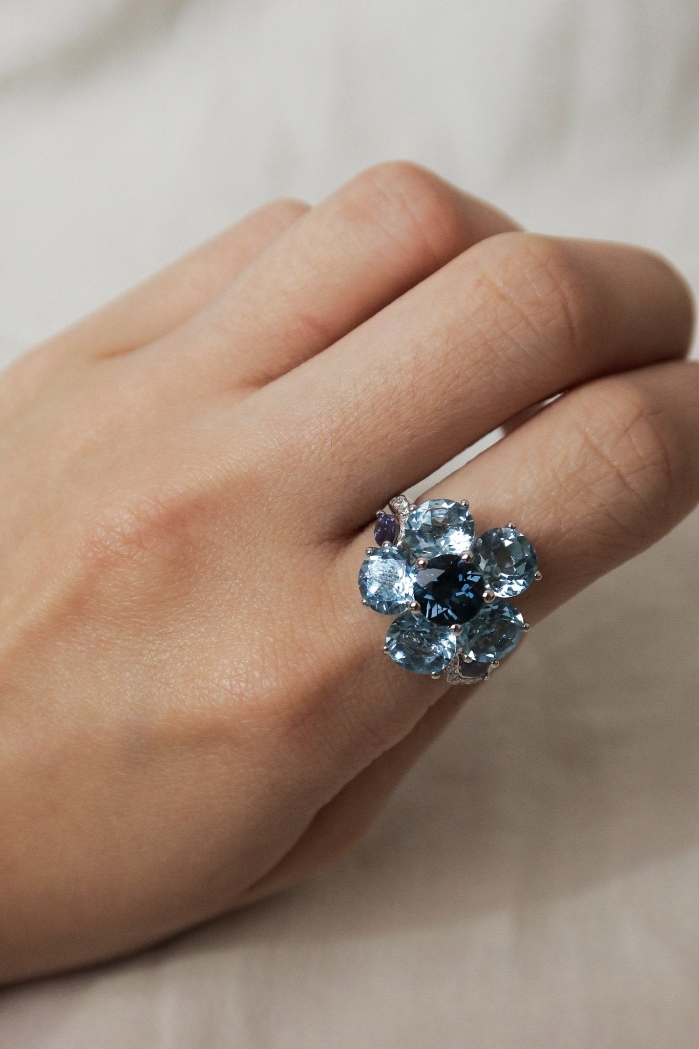 Vintage Topaz Diamond Flower Ring - SIA Jewelry