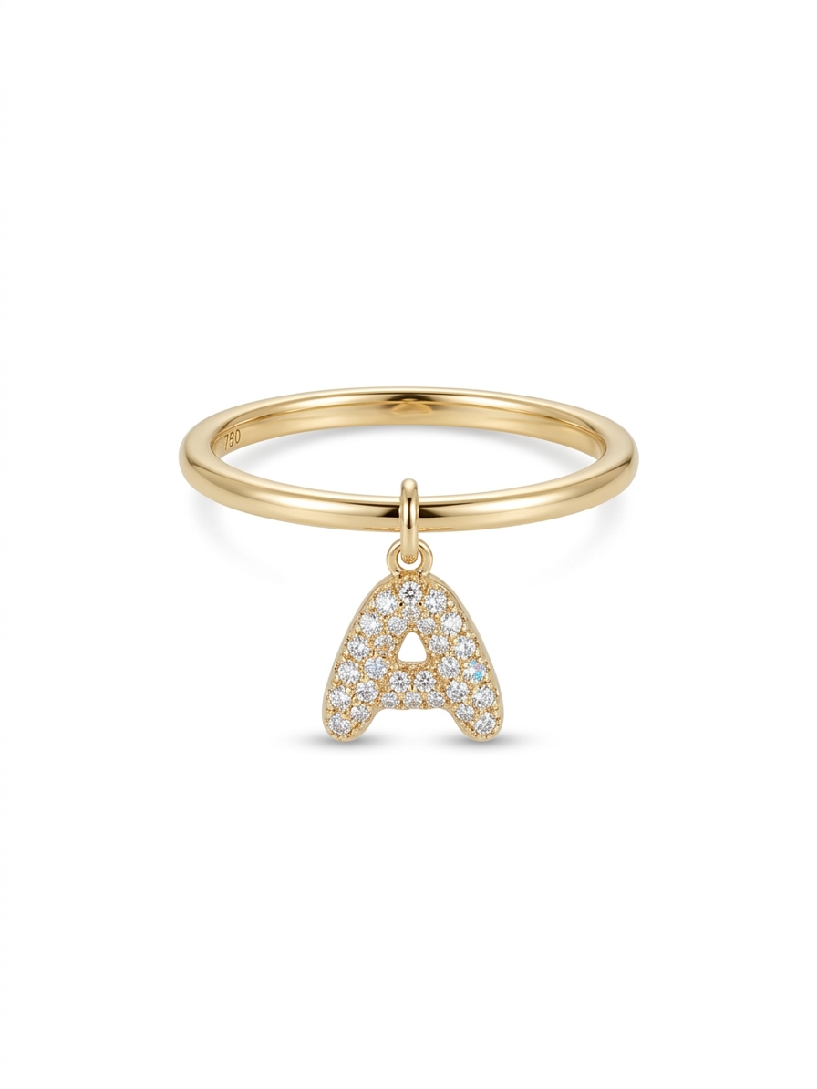Baby Bubble Diamond Initial Drop Ring