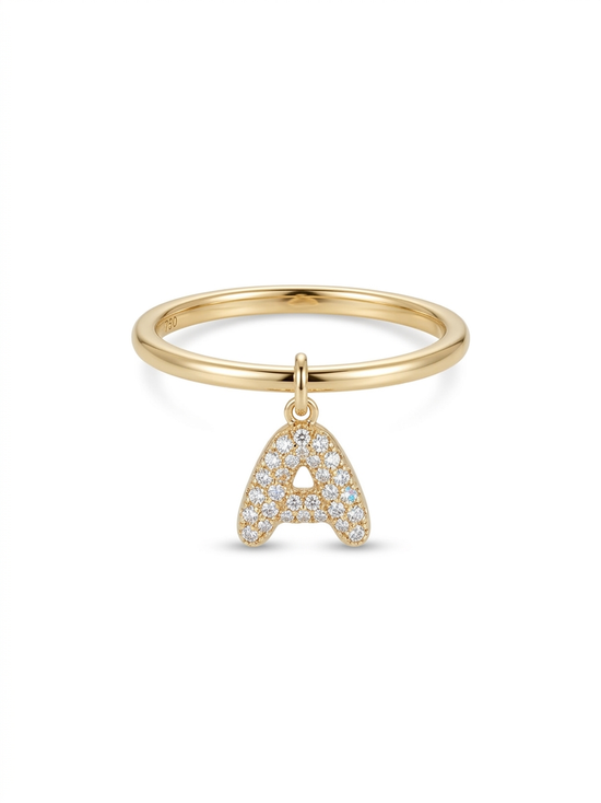 Baby Bubble Diamond Initial Drop Ring