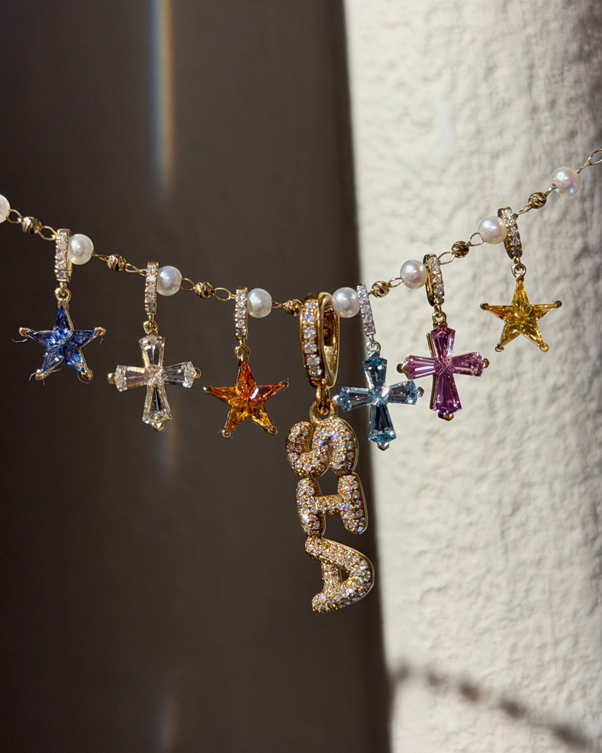 Cross Cut Sapphire Diamond Pendant