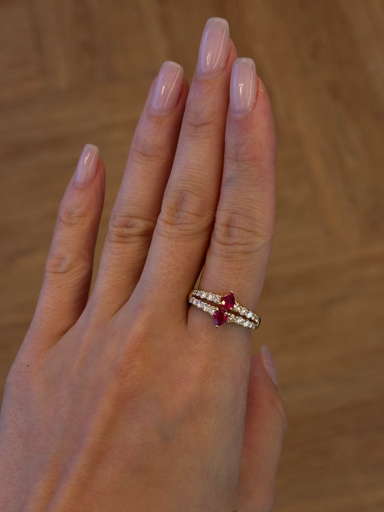 Vintage Pear Ruby Diamond Ring