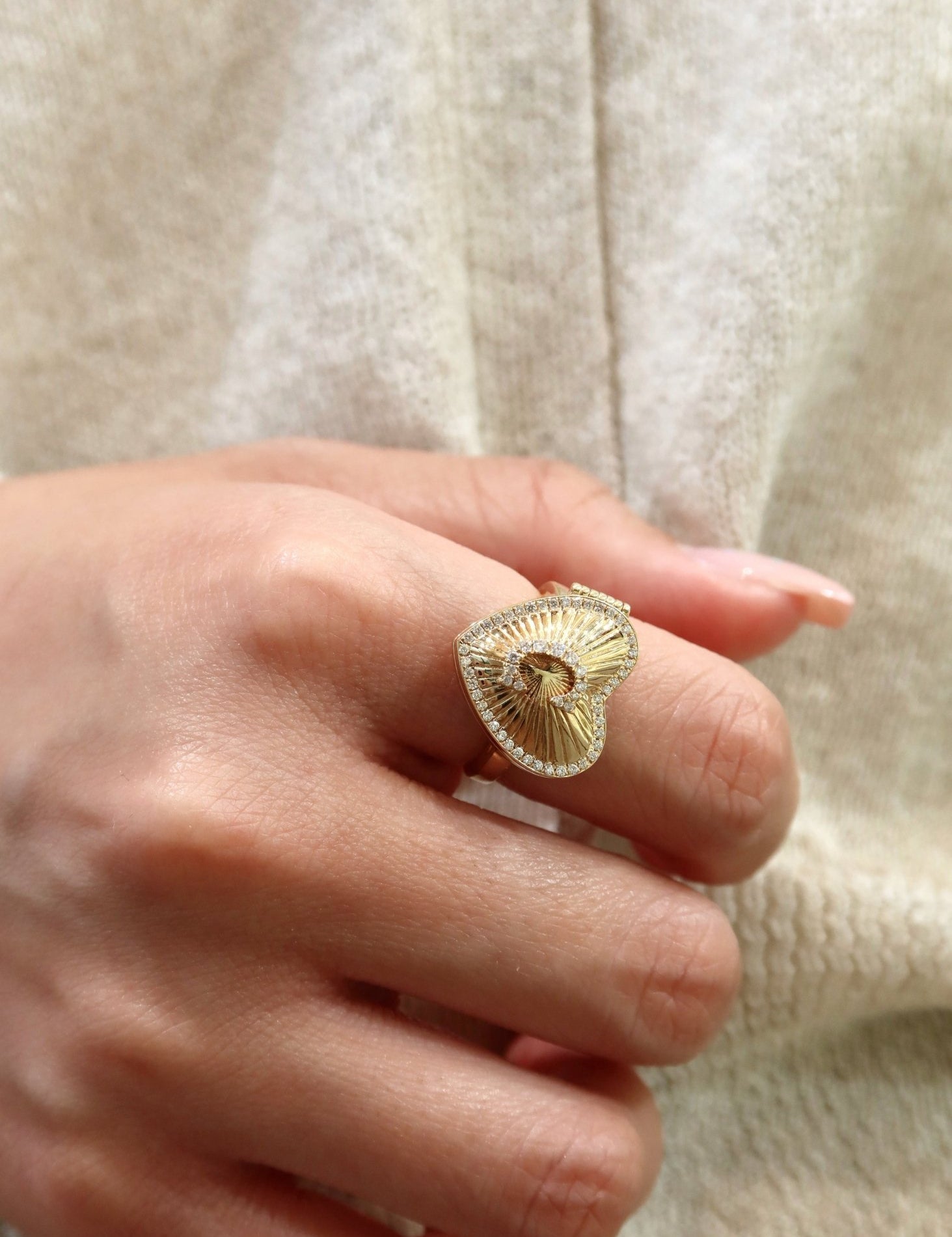 Affection Heart Locket Diamond Ring - SIA Jewelry