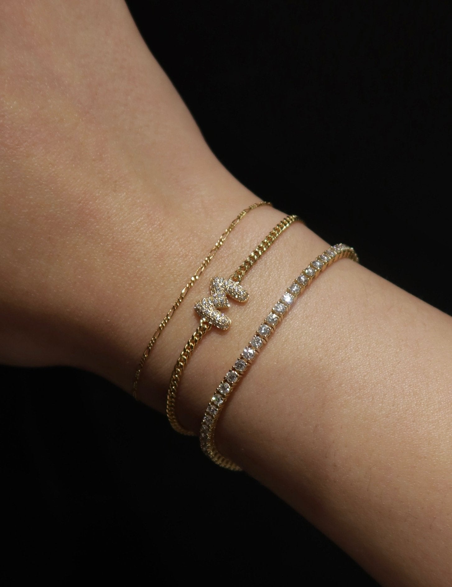 Baby Bubble Diamond Initial Chain Bracelet - SIA Jewelry