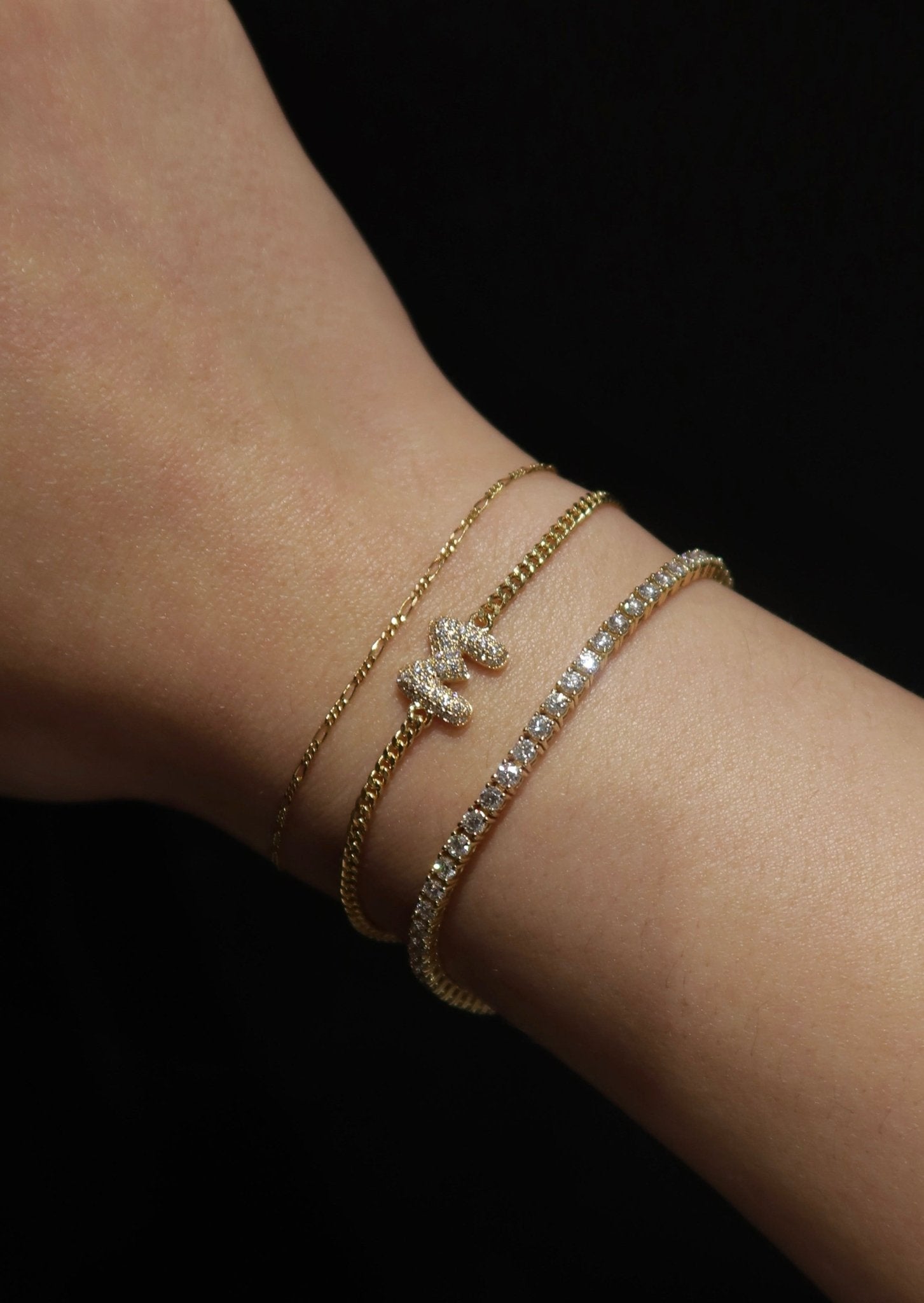 Baby Bubble Diamond Initial Chain Bracelet - SIA Jewelry