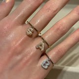 Baby Bubble Diamond Initial Drop Ring - SIA Jewelry