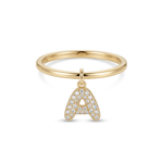 Baby Bubble Diamond Initial Drop Ring - SIA Jewelry