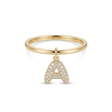 Baby Bubble Diamond Initial Drop Ring - SIA Jewelry