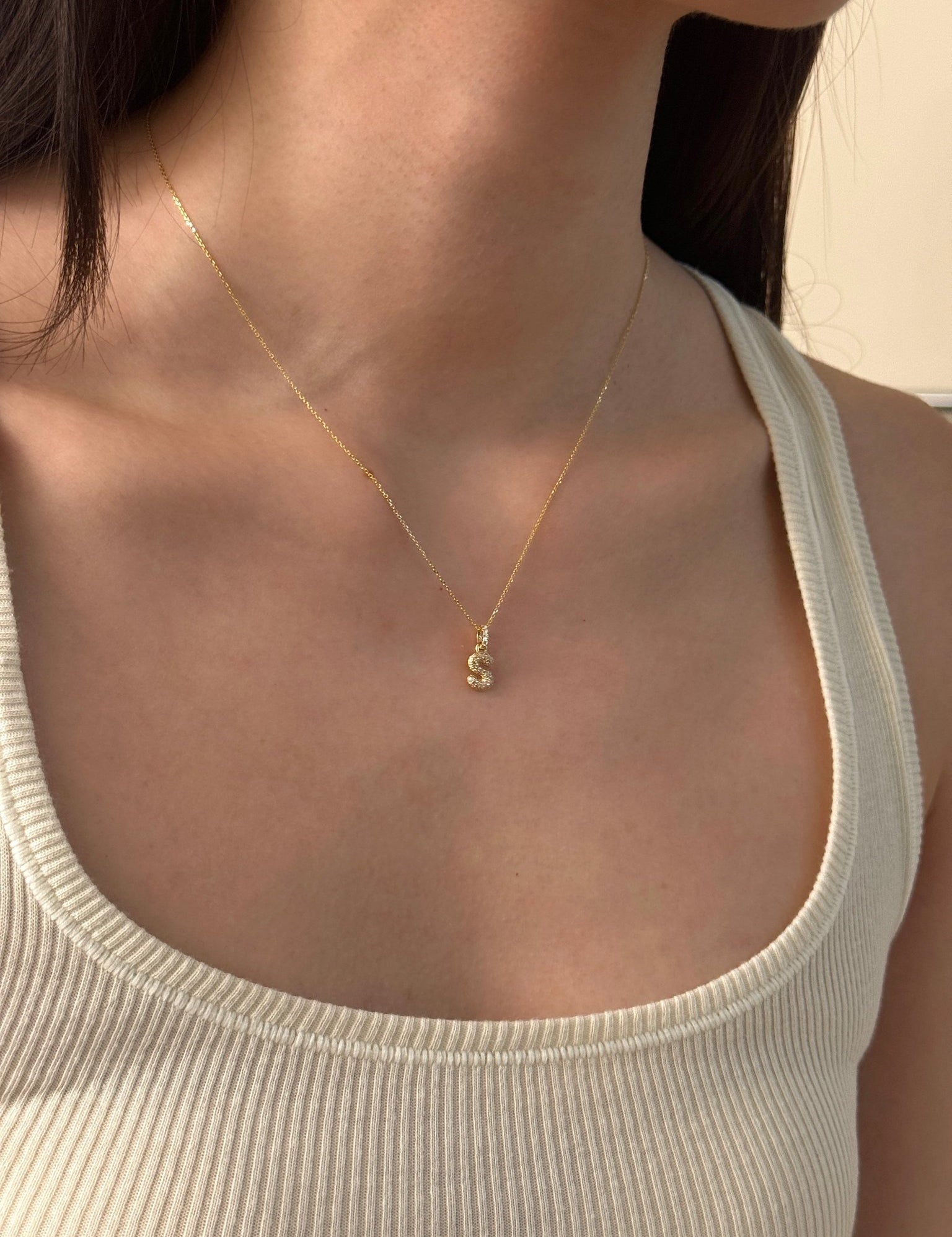 Baby Bubble Diamond Initial Pendant - SIA Jewelry