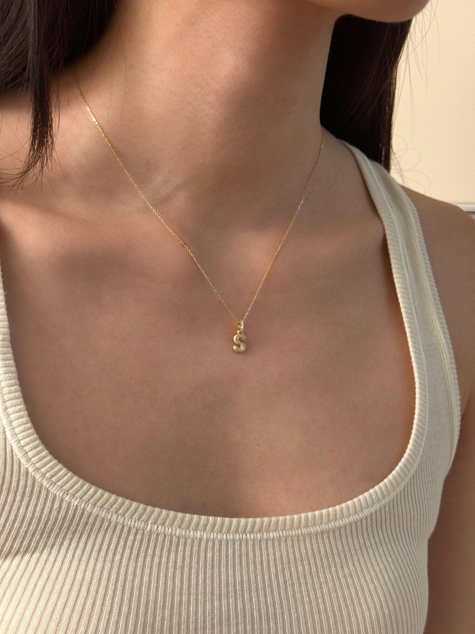 Baby Bubble Diamond Initial Pendant - SIA Jewelry