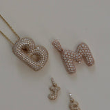 Baby Bubble Diamond Initial Pendant - SIA Jewelry