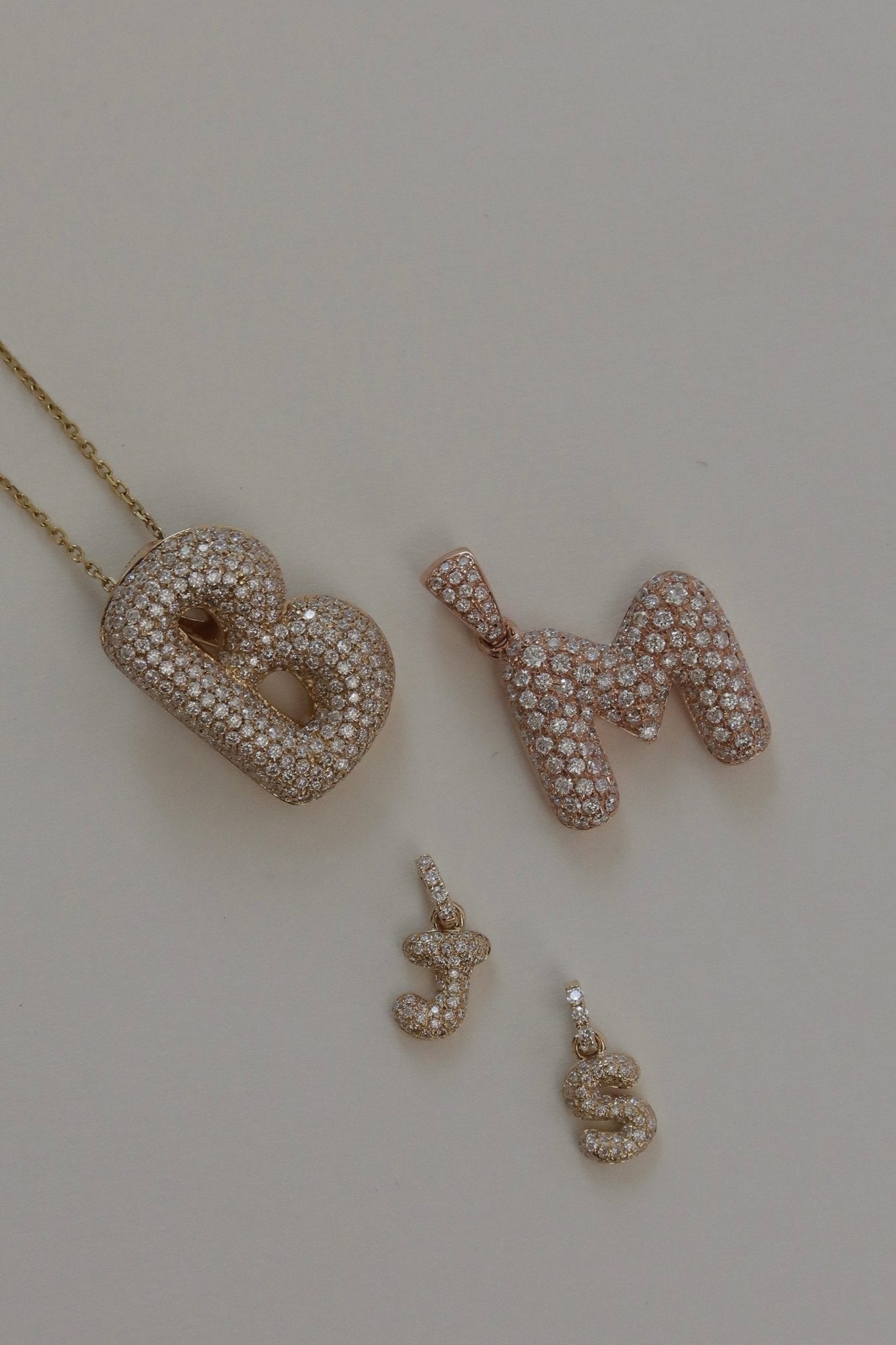 Baby Bubble Diamond Initial Pendant - SIA Jewelry