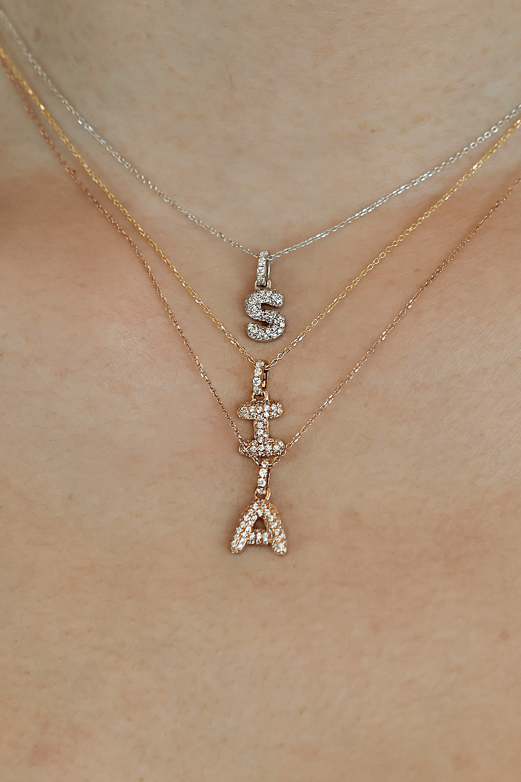 Baby Bubble Diamond Initial Pendant - SIA Jewelry