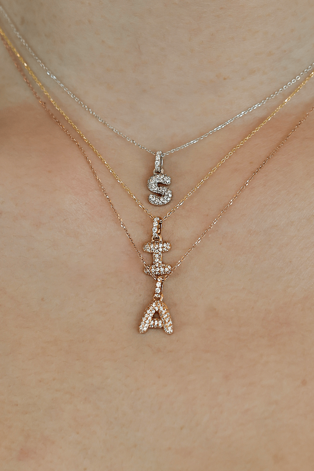 Baby Bubble Diamond Initial Pendant - SIA Jewelry