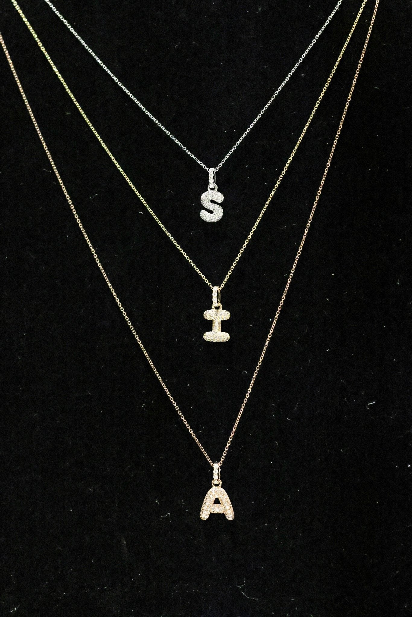 Baby Bubble Diamond Initial Pendant - SIA Jewelry