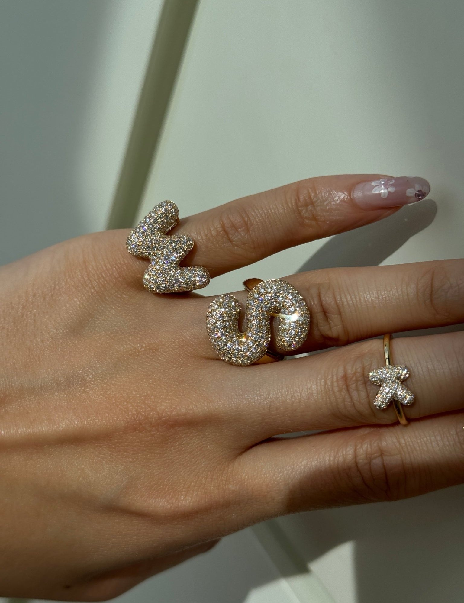 Baby Bubble Diamond Initial Ring - SIA Jewelry