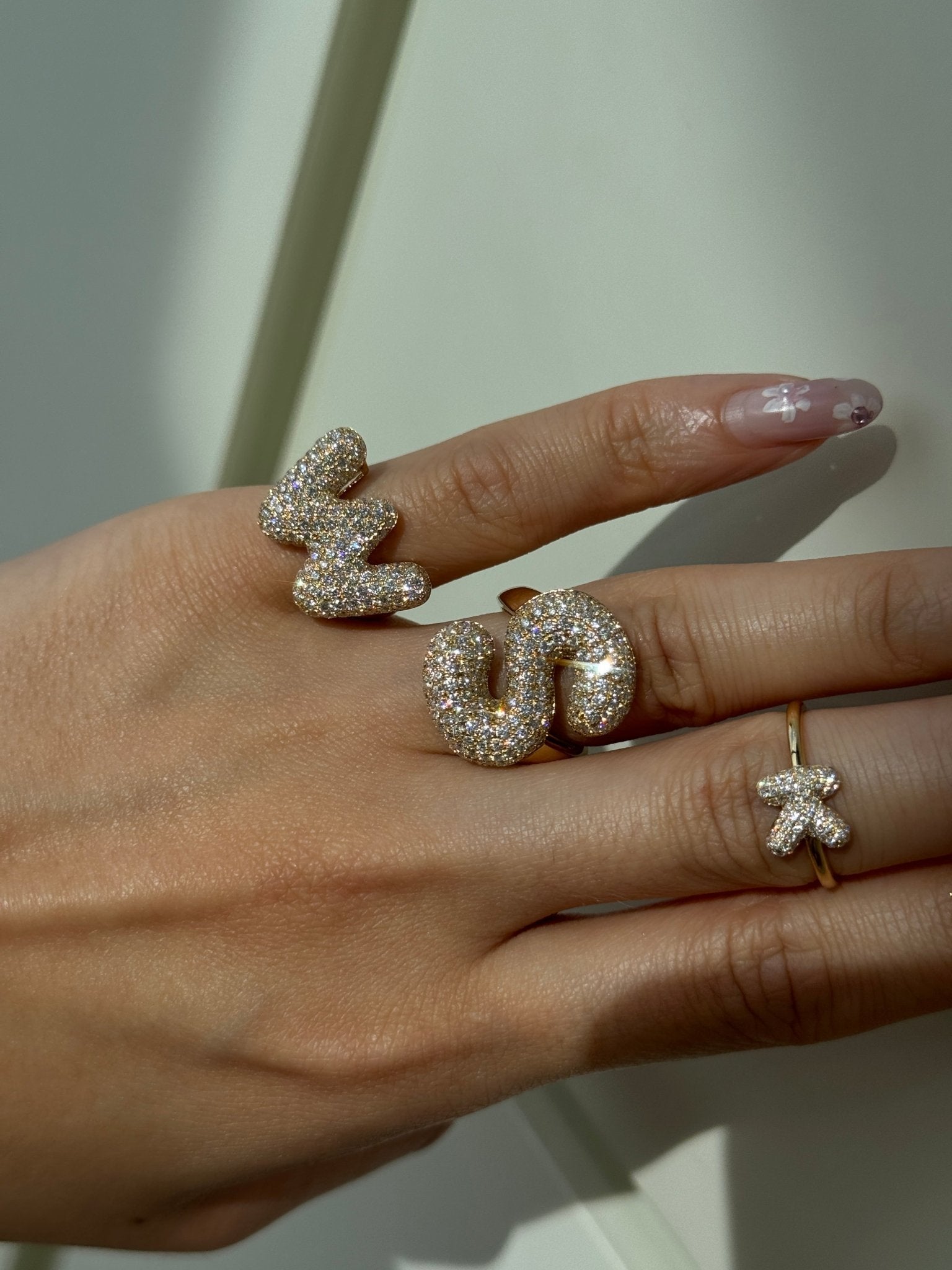 Baby Bubble Diamond Initial Ring - SIA Jewelry