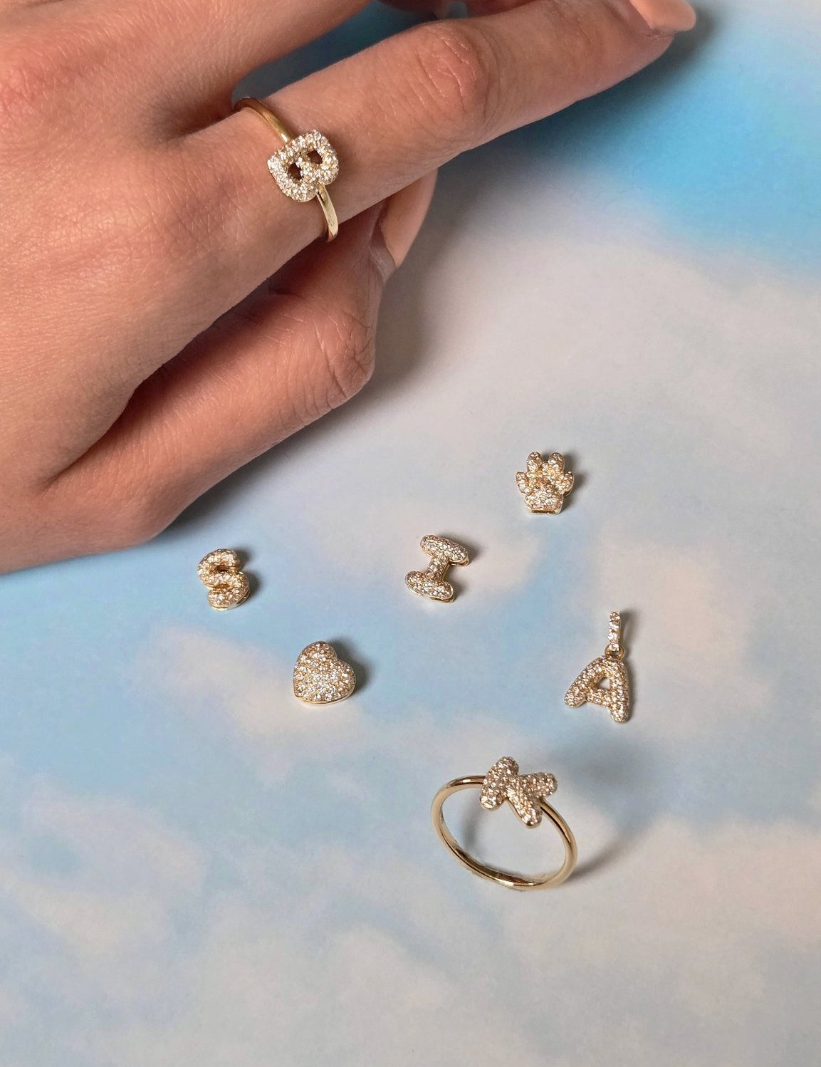 Baby Bubble Diamond Initial Ring - SIA Jewelry