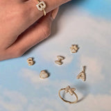 Baby Bubble Diamond Initial Ring - SIA Jewelry