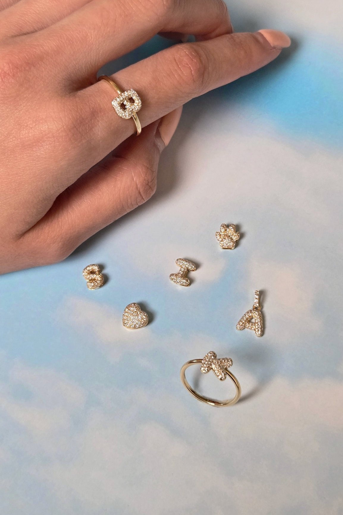 Baby Bubble Diamond Initial Ring - SIA Jewelry