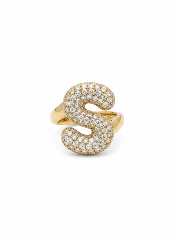 Big Bubble Diamond Initial Ring - SIA Jewelry