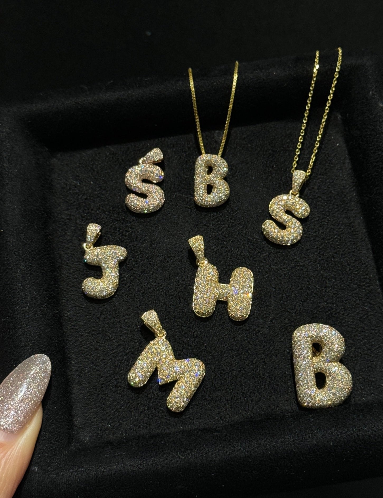 Bubble Diamond Initial Pendant - SIA Jewelry