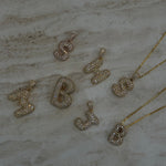 Bubble Diamond Initial Pendant - SIA Jewelry
