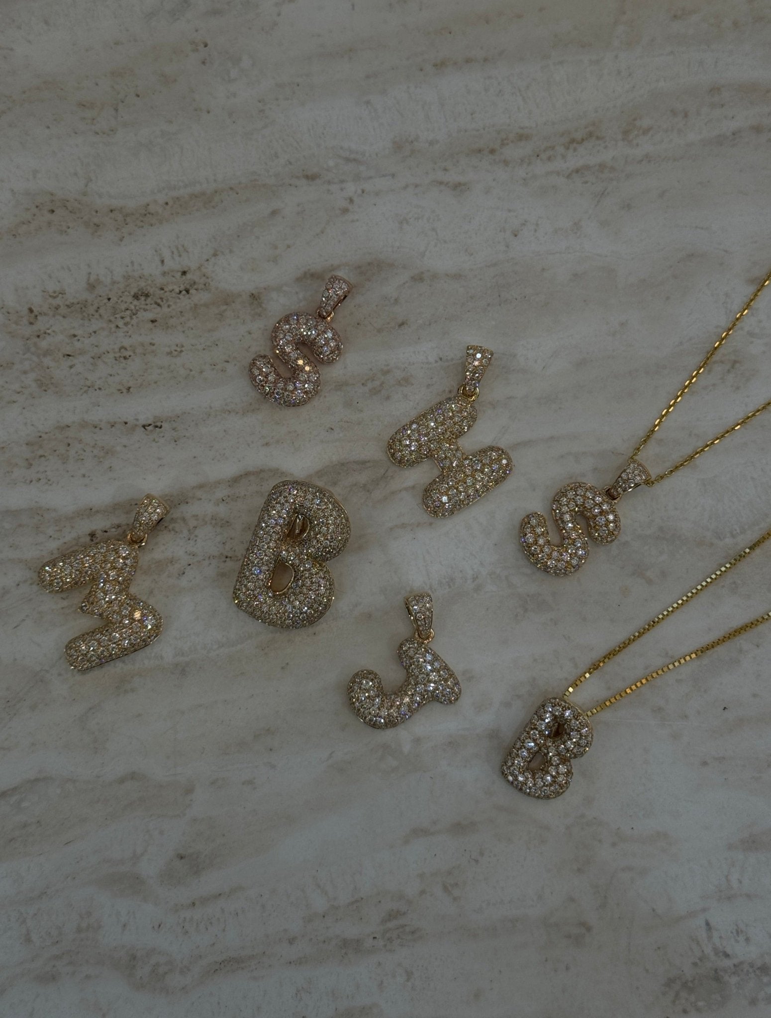 Bubble Diamond Initial Pendant - SIA Jewelry