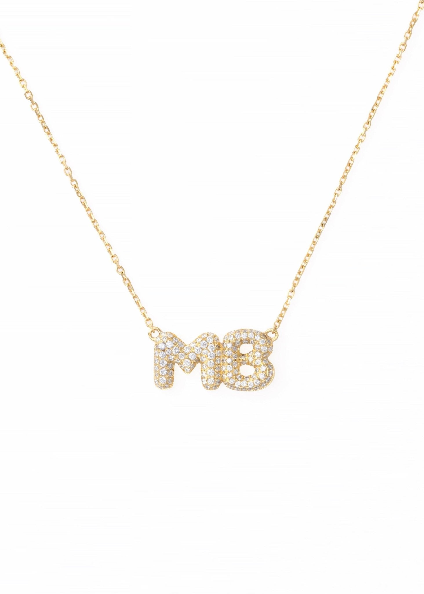 Bubble Diamond Nameplate Chain Necklace - SIA Jewelry