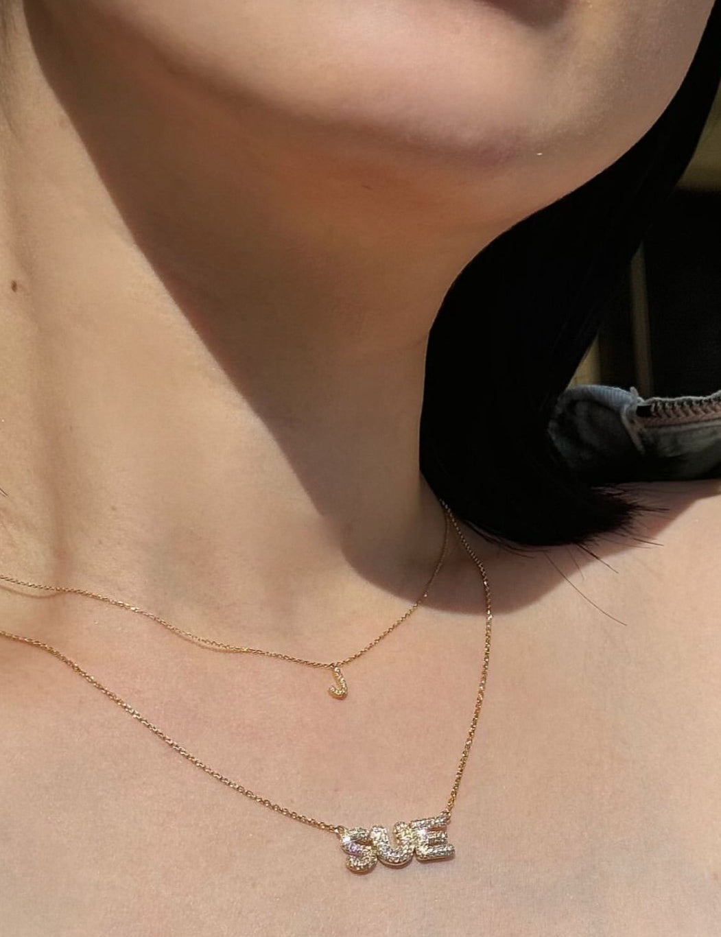 Bubble Diamond Nameplate Chain Necklace - SIA Jewelry