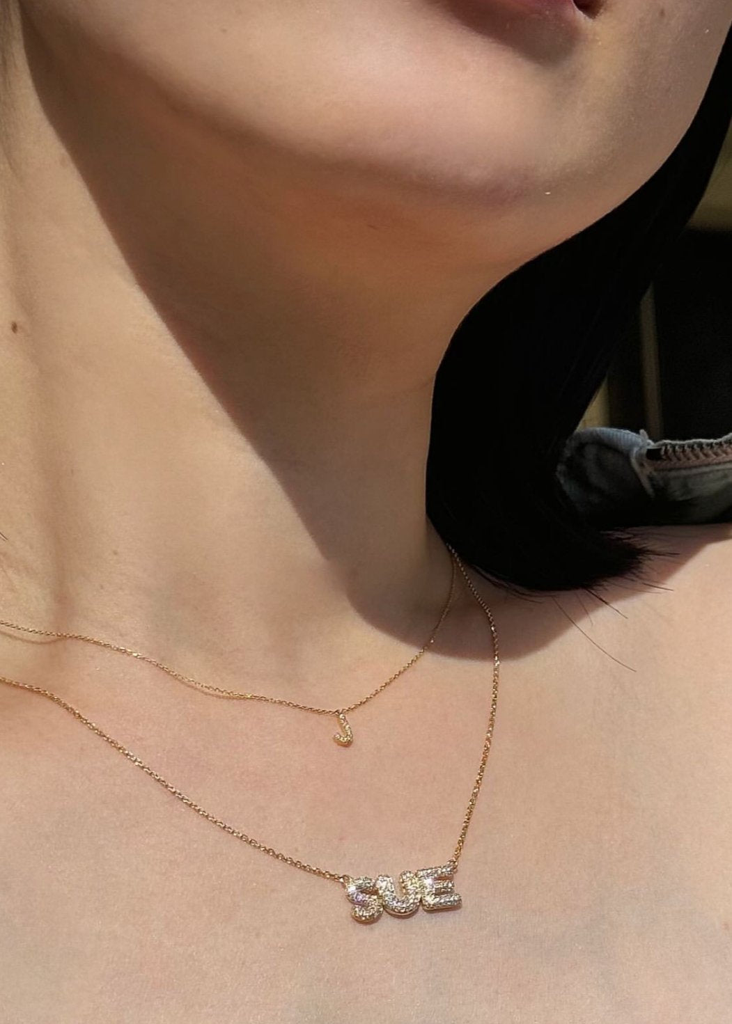 Bubble Diamond Nameplate Chain Necklace - SIA Jewelry