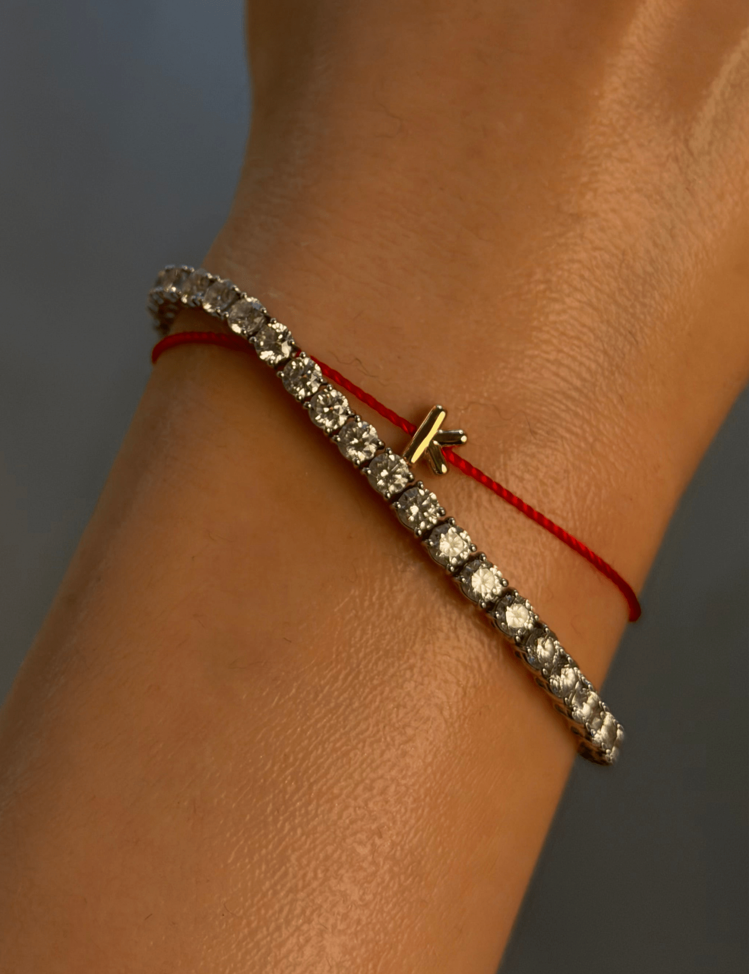Bubble Initial Red String Bracelet - SIA Jewelry
