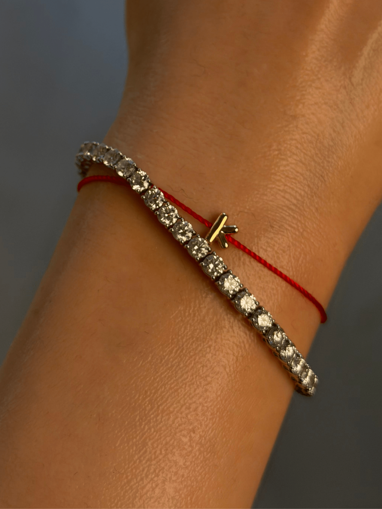 Bubble Initial Red String Bracelet - SIA Jewelry