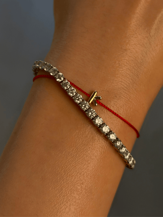 Bubble Initial Red String Bracelet - SIA Jewelry