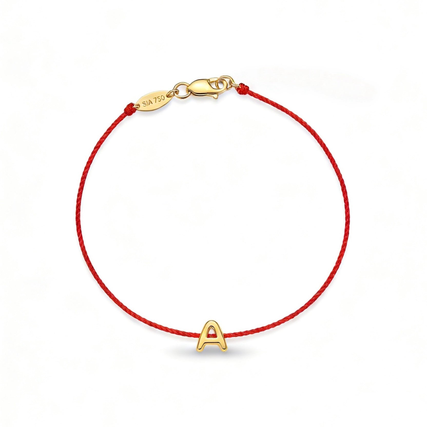 Bubble Initial Red String Bracelet - SIA Jewelry