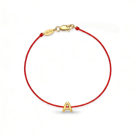 Bubble Initial Red String Bracelet - SIA Jewelry