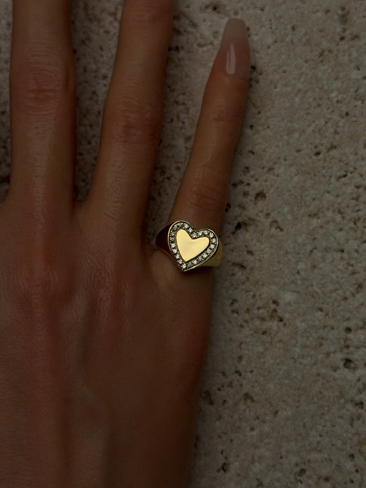 Cherish Heart Shape Signet ring - SIA Jewelry