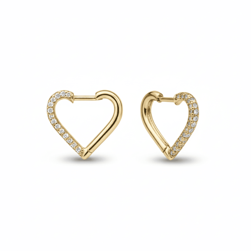 Elise Heart Diamond Huggie Earring - SIA Jewelry
