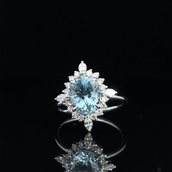 One&Only Oval Shape Aquamarine Diamond Ring - SIA Jewelry