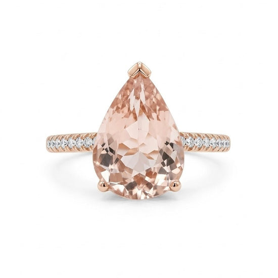 One&Only Pear Shape Morganite Diamond Ring - SIA Jewelry