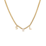 Pear Diamond Chain with Two Diamond Initials Necklace - SIA Jewelry